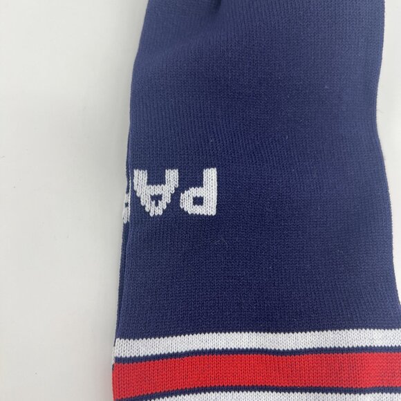 MENS New SOCCER SOCKS PARIS Logo 1 Sz Dark Blue Knee High Tall KEEPS FEET DRY! - Picture 3 of 7